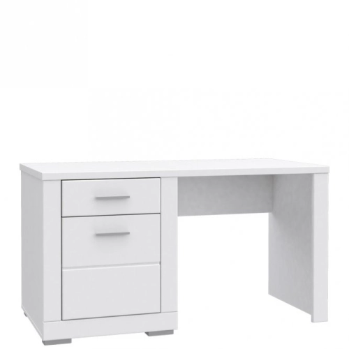 Białe biurko 140x70 cm z szufladą i szafką